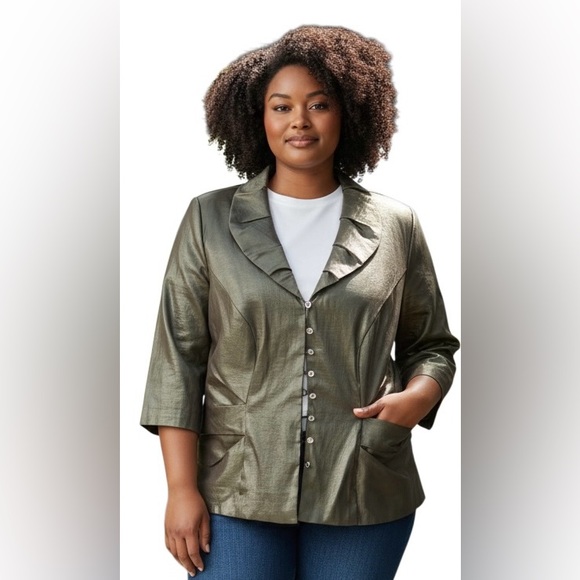 J.R. Nites Jackets & Blazers - J.R. NITES Metallic Green Women's Jacket Size 18W